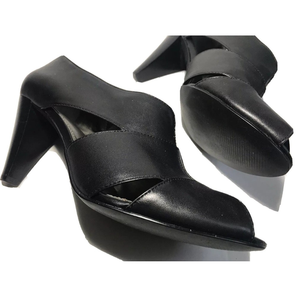 Ann Taylor LOFT Womens Peep Toe Pumps High Heels Black US 8 3" Heel